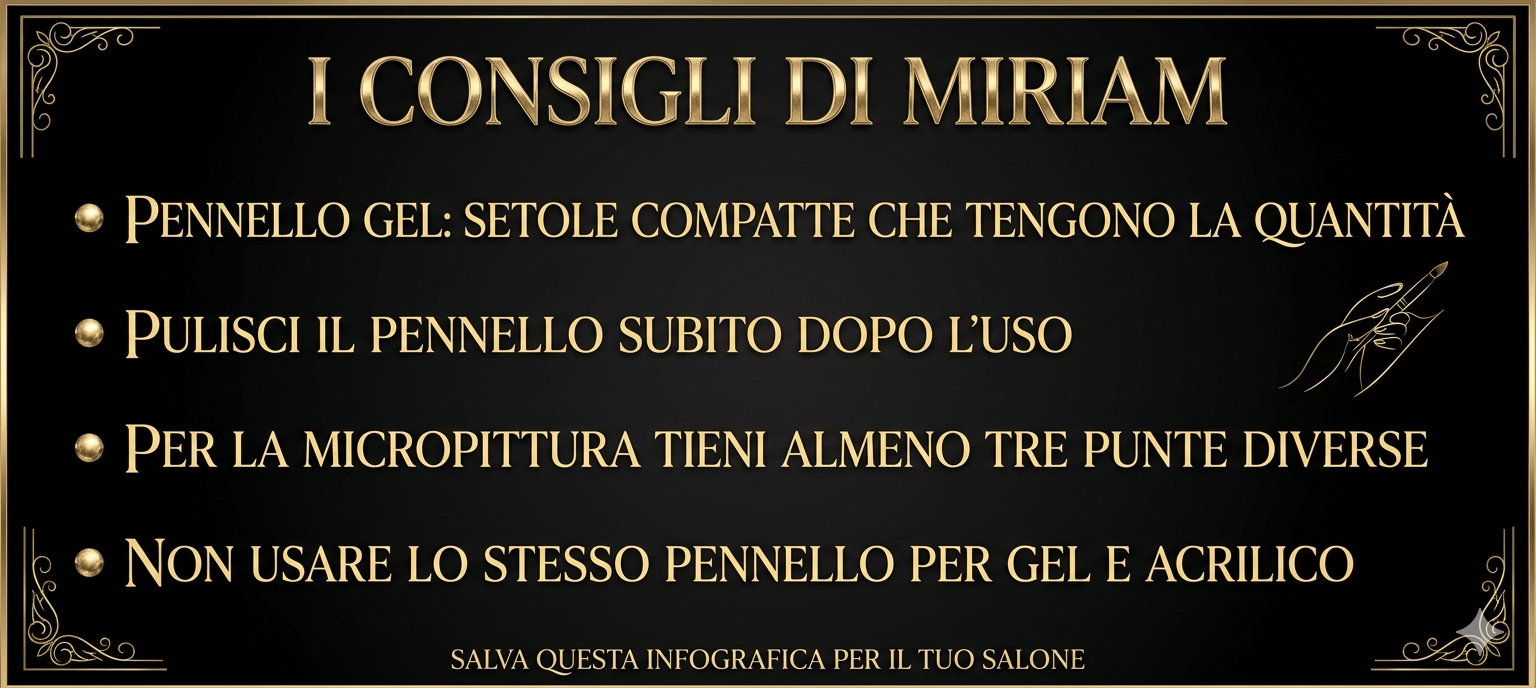 Consigli di Miriam per scegliere e mantenere i pennelli per gel e nail art 